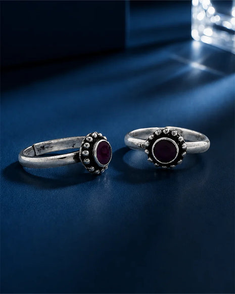 Manik Toe Rings in 92.5 Silver - Silsila by Dvaar