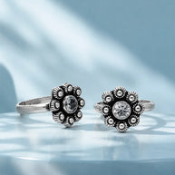 Floral Toe Rings in 92.5 Silver - Silsila by Dvaar