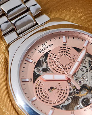 Roxerina Vintage Skeleton Watch in 92.5 Silver side view - Silsila by Dvaar