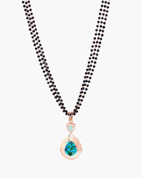 Greenveil Mangalsutra in 92.5 Silver front view - Silsila by Dvaar