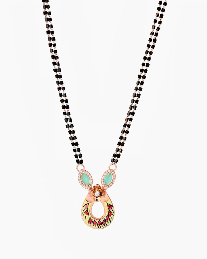 Aarna Mangalsutra in 92.5 Silver front view - Silsila by Dvaar