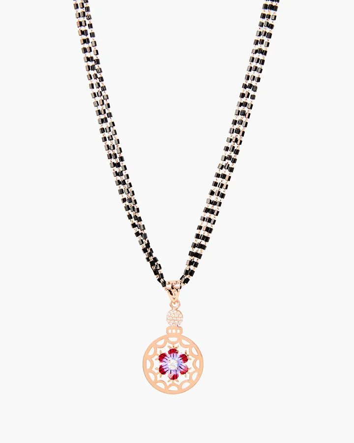 Rosalia Mangalsutra in 92.5 Silver front view - Silsila by Dvaar