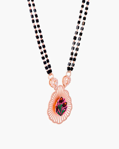 Flora Mangalsutra in 92.5 Silver side view - Silsila by Dvaar