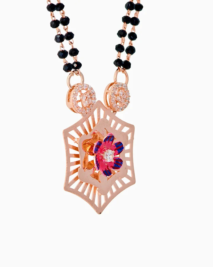 Roselle Mangalsutra in 92.5 Silver side view - Silsila by Dvaar