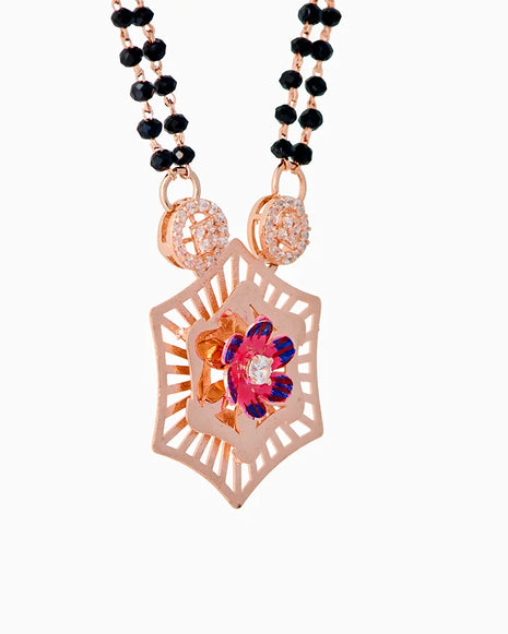 Roselle Mangalsutra in 92.5 Silver side view - Silsila by Dvaar