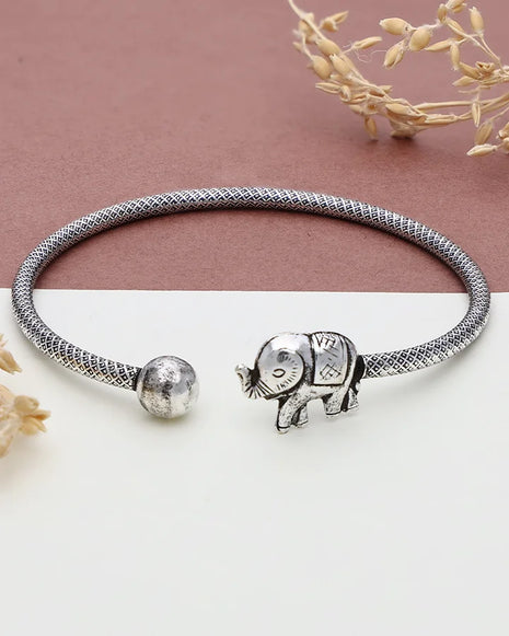 Elephant Grace Kada in 92.5 Silver - Silsila by Dvaar