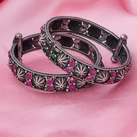 Twilight Ruby Kundan Bangle in 92.5 Silver