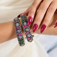 Twilight Ruby Kundan Bangle in 92.5 Silver