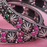Twilight Ruby Kundan Bangle in 92.5 Silver