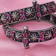 Twilight Ruby Kundan Bangle in 92.5 Silver