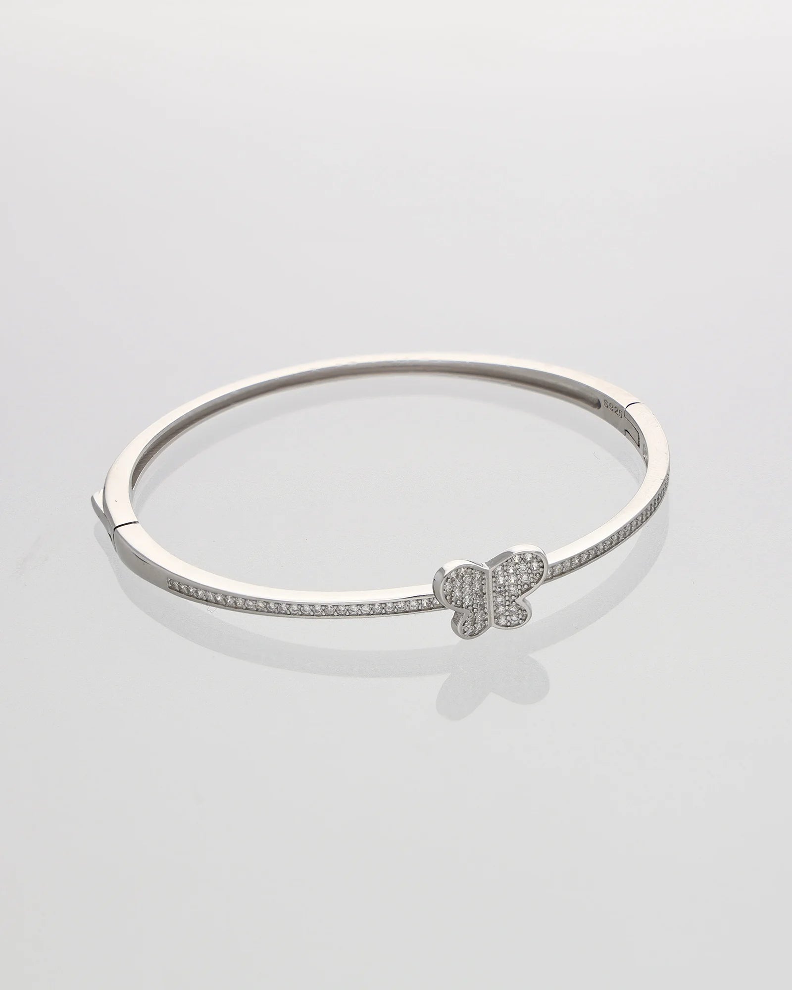Butterfly Kada in 92.5 Silver front view - Silsila by Dvaar