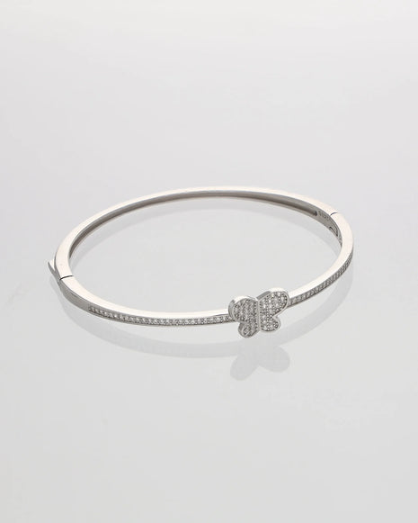 Butterfly Kada in 92.5 Silver front view - Silsila by Dvaar