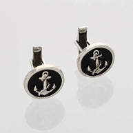 Anchor Cufflinks in 92.5 Silver front view - Silsila by Dvaar