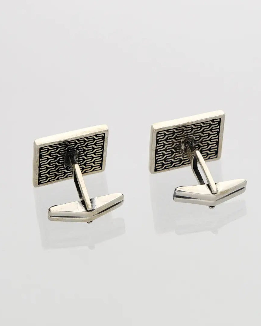 Ace Cufflinks in 92.5 Silver side view - Silsila by Dvaar