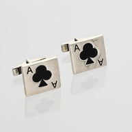 Ace Cufflinks in 92.5 Silver front view - Silsila by Dvaar