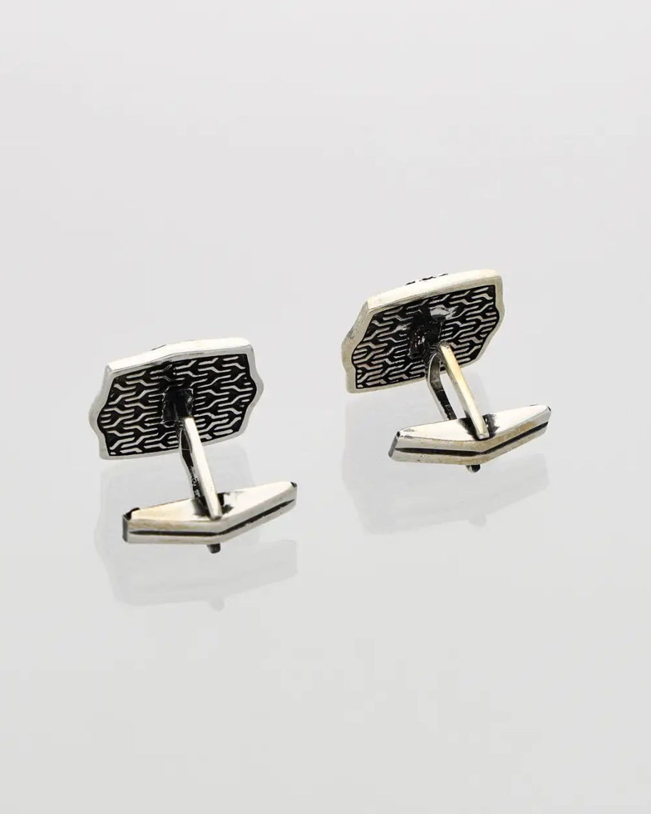 Voyage Cufflinks in 92.5 Silver side view - Silsila by Dvaar