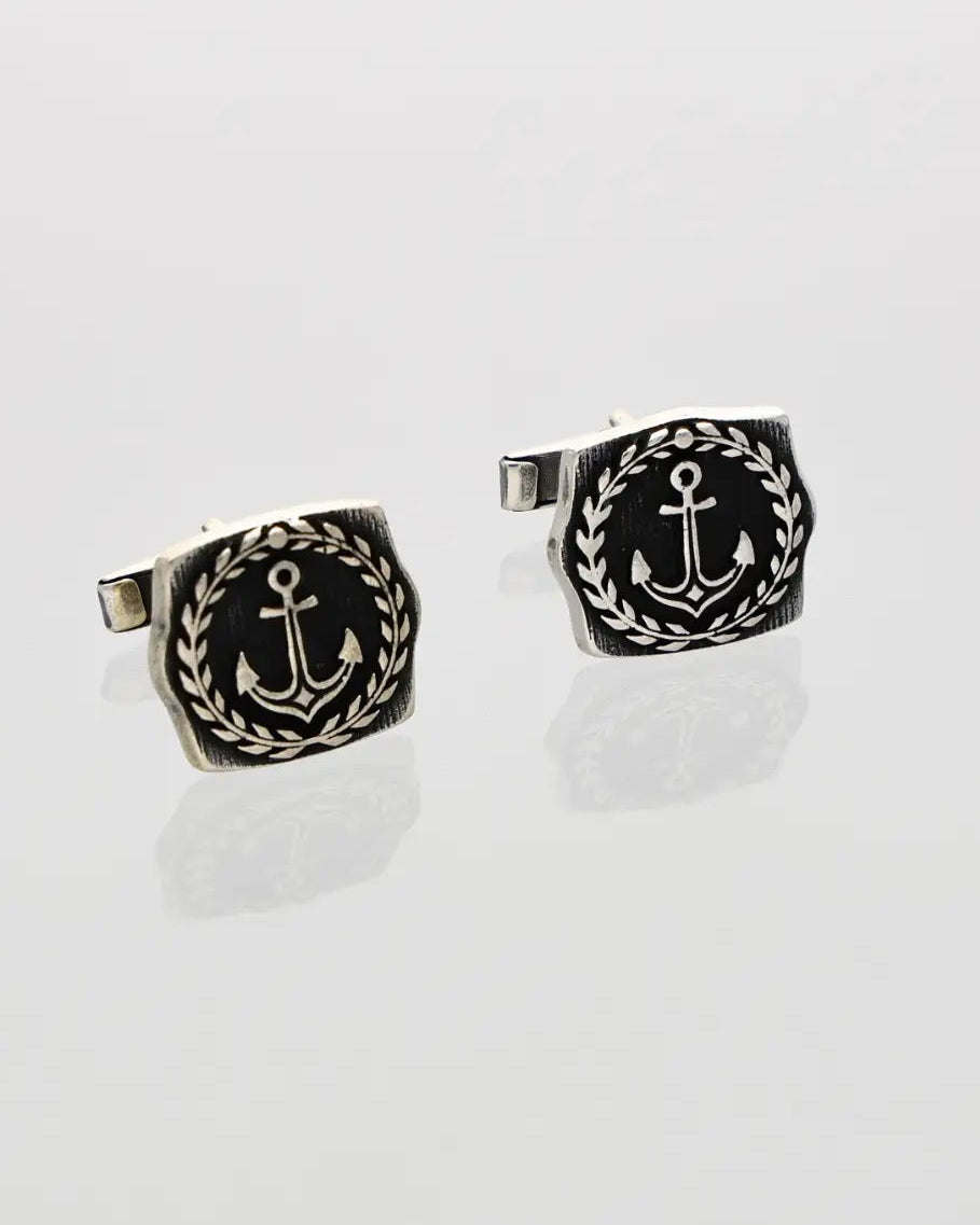Voyage Cufflinks in 92.5 Silver front view - Silsila by Dvaar