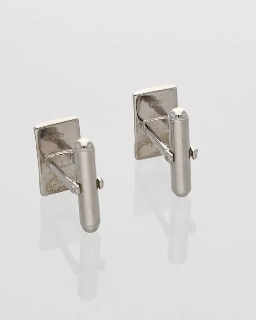 Square Cufflinks in 92.5 Silver side view - Silsila by Dvaar