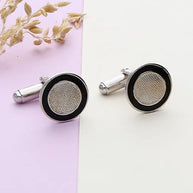 Black Circle Cufflinks in 92.5 Silver