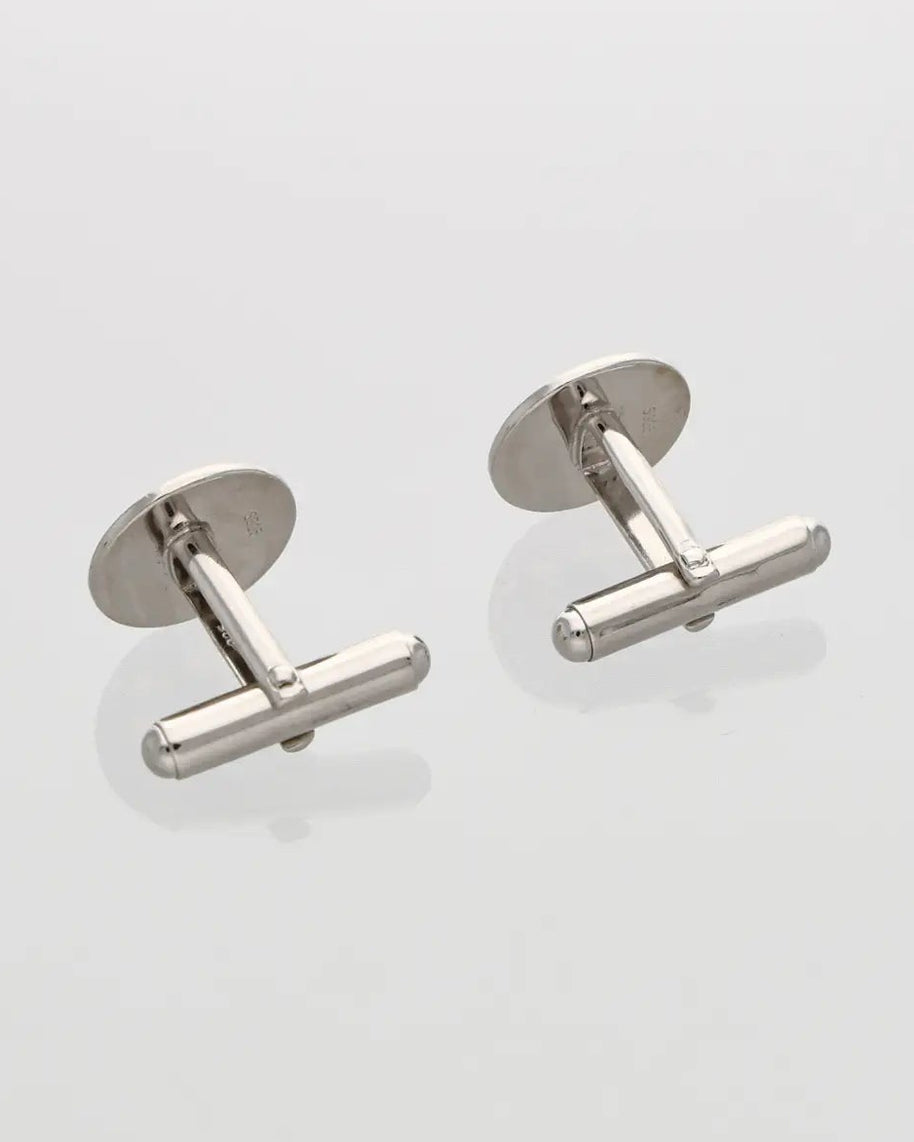 Black Circle Cufflinks in 92.5 Silver side view - Silsila by Dvaar