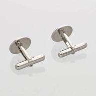 Black Circle Cufflinks in 92.5 Silver side view - Silsila by Dvaar