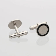 Black Circle Cufflinks in 92.5 Silver detail - Silsila by Dvaar