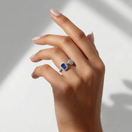 Blue Adjustable Ring in 92.5 Silver
