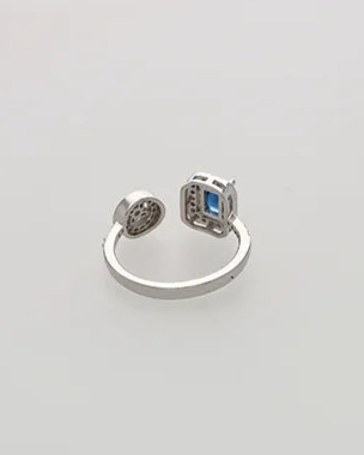 Blue Adjustable Ring in 92.5 Silver