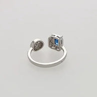 Blue Adjustable Ring in 92.5 Silver