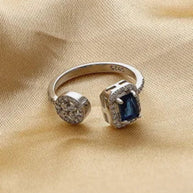 Blue Adjustable Ring in 92.5 Silver