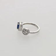 Blue Adjustable Ring in 92.5 Silver