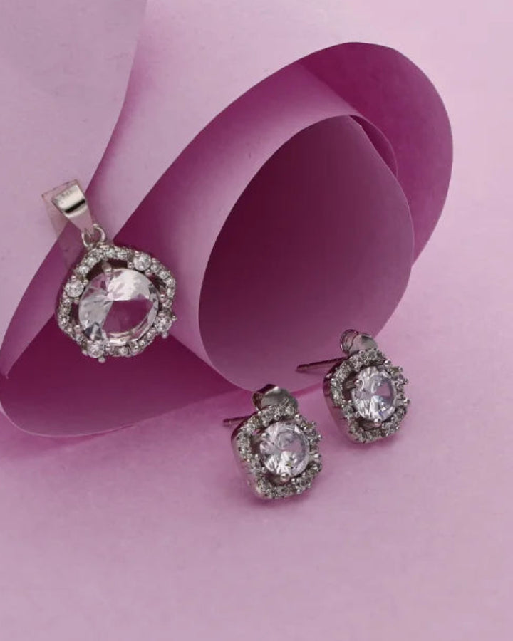 Crystal Charm Duo in 92.5 Silver