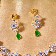 Emerald Necklace in 92.5 Silver side view - Silsila by Dvaar