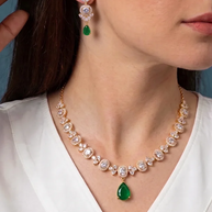 Emerald Necklace in 92.5 Silver - Silsila by Dvaar