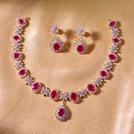 Padmaraga Necklace in 92.5 Silver front view - Silsila by Dvaar