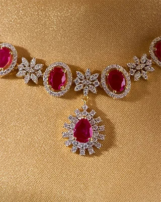 Padmaraga Necklace in 92.5 Silver detail - Silsila by Dvaar