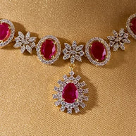 Padmaraga Necklace in 92.5 Silver detail - Silsila by Dvaar