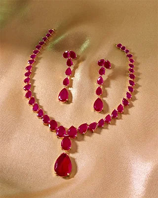 Ruby Teardrop Necklace in 92.5 Silver