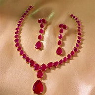 Ruby Teardrop Necklace in 92.5 Silver