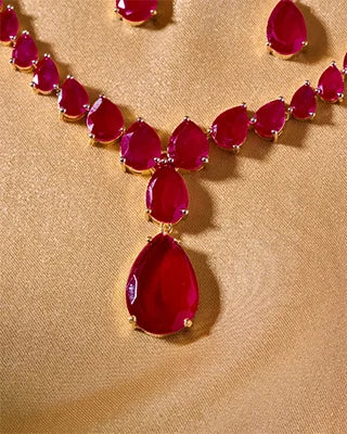 Ruby Teardrop Necklace in 92.5 Silver