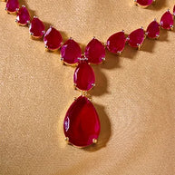 Ruby Teardrop Necklace in 92.5 Silver