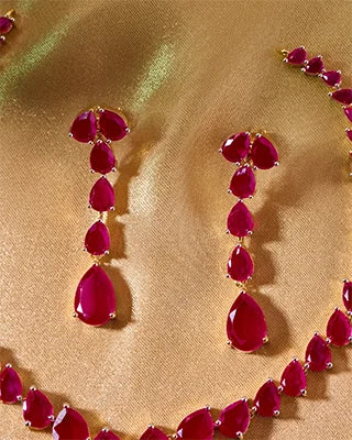 Ruby Teardrop Necklace in 92.5 Silver