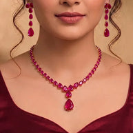 Ruby Teardrop Necklace in 92.5 Silver
