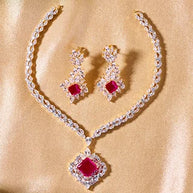 Crimson Necklace in 92.5 Silver front view - Silsila by Dvaar