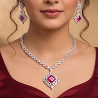 Crimson Necklace in 92.5 Silver - Silsila by Dvaar