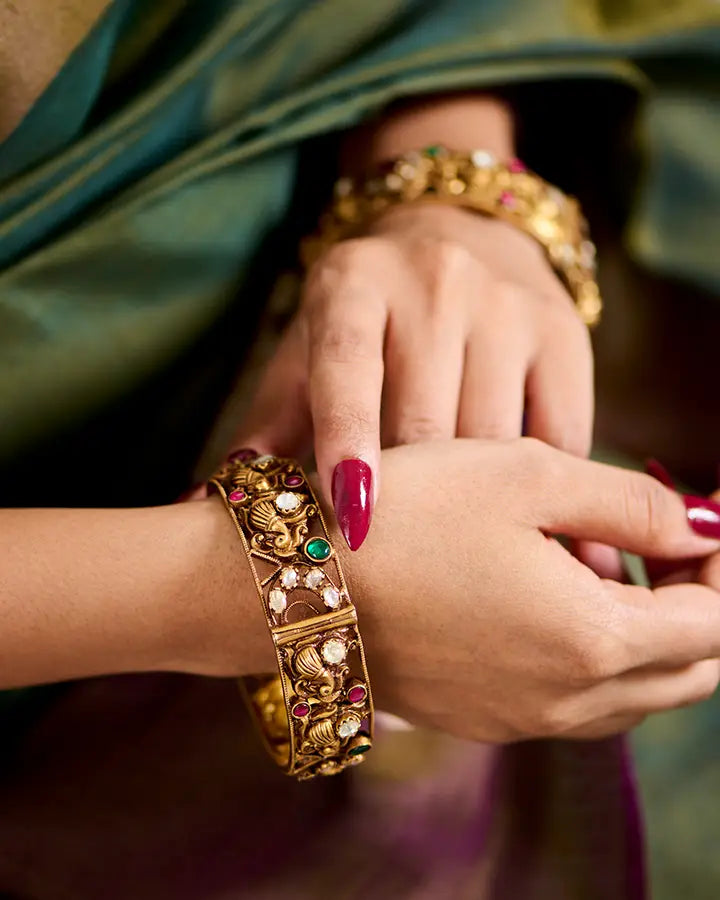 Victorian Garden Gem Bangle in 92.5 Silver