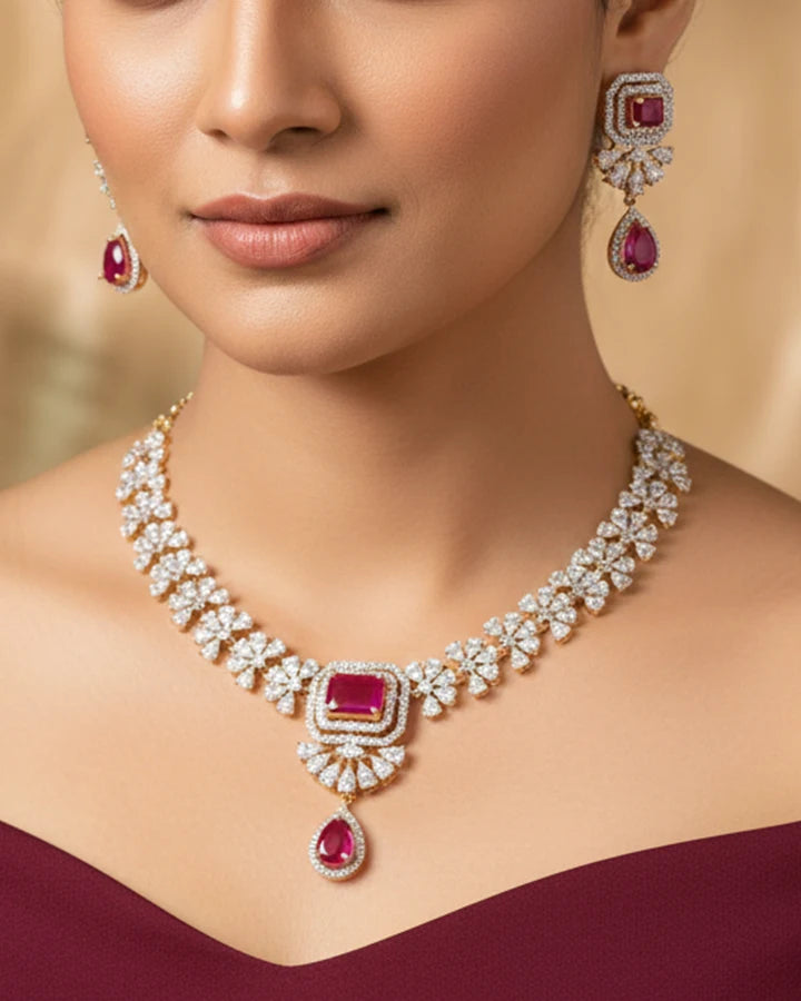Vermilion Necklace in 92.5 Silver