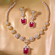 Pushpanjali Necklace in 92.5 Silver front view - Silsila by Dvaar