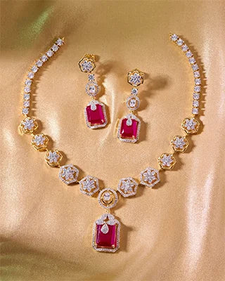 Pushpanjali Necklace in 92.5 Silver front view - Silsila by Dvaar