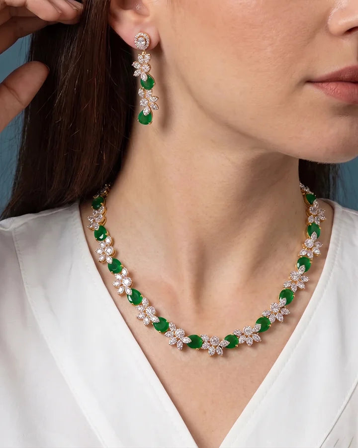 Pistachio Necklace in 92.5 Silver - Silsila by Dvaar